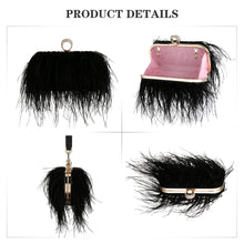 Load image into Gallery viewer, ostrich bag black feather bag
