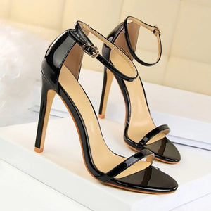 black 4" ankle heels