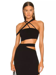 black bandage skirt and top