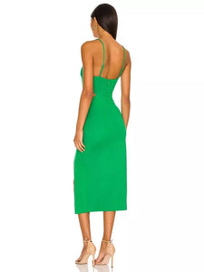 green cut out dress house of cb