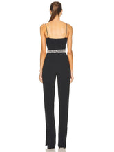 Load image into Gallery viewer, black bandage jumpsuit with rhinestones
