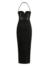 Load image into Gallery viewer, black cocktail dress with slit
