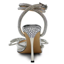 Load image into Gallery viewer, clear pointed toe heels rhinestone trim
