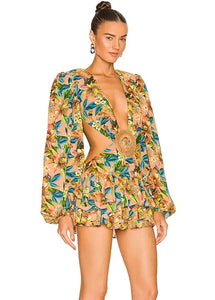 plunge floral mini dress