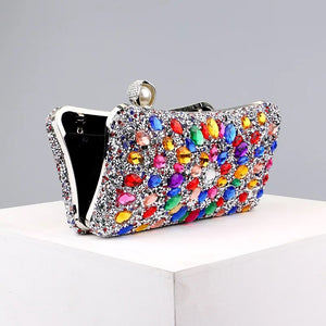 Rainbow Rhinestone Clutch