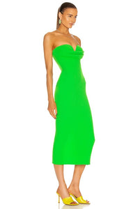 strapless green bandage dress