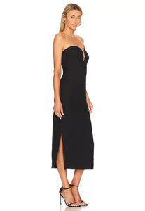 black plunge bandage dress