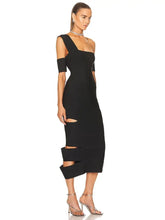 Load image into Gallery viewer, black bandage dress with cut outs
