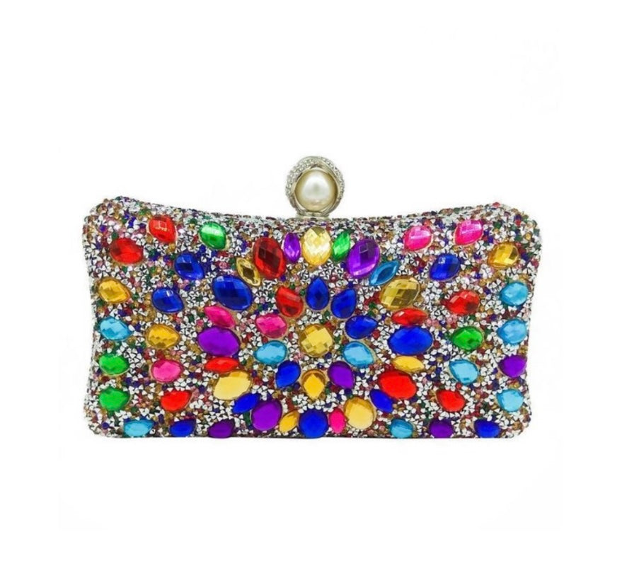 Rainbow Rhinestone Clutch