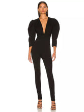 Load image into Gallery viewer, black plunge jumpsuit
