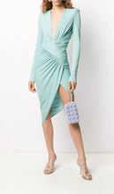 Load image into Gallery viewer, plunge long sleeve light blue dress
