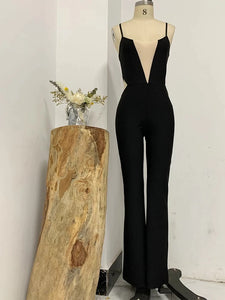 black jumpsuit with mesh insert