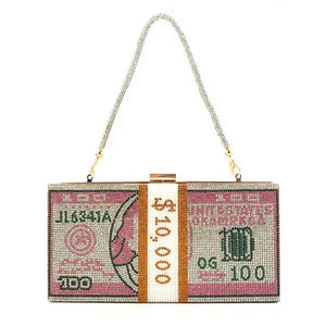 crystal money clutch