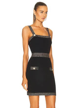 Load image into Gallery viewer, black bandage dress gold hardware
