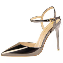 Load image into Gallery viewer, bronze metallic pointed toe heels
