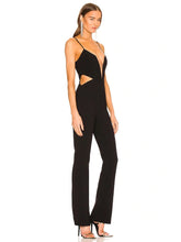 Load image into Gallery viewer, black jumpsuit with mesh insert
