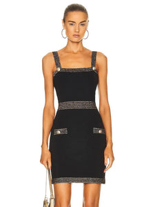 black bandage dress gold hardware