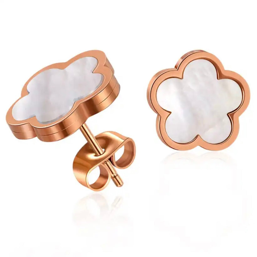 Rose Gold Clover Earrings