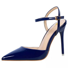 Load image into Gallery viewer, navy pointed toe heels
