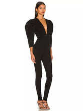 Load image into Gallery viewer, black plunge jumpsuit
