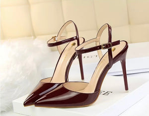 brown patent leather heels