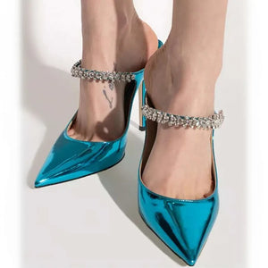 Chelsea Mule Heels || Teal