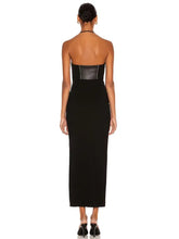 Load image into Gallery viewer, black cocktail dress with slit
