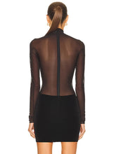 Load image into Gallery viewer, black bandage dress with mesh sleeves
