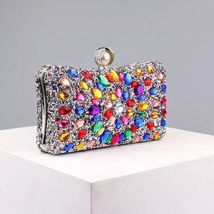 Rainbow Rhinestone Clutch