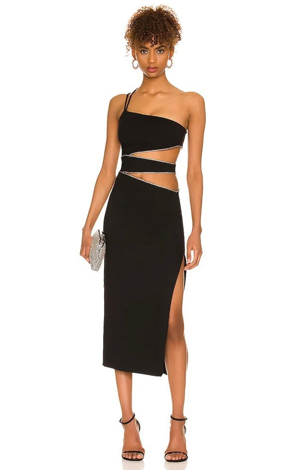 black bandage dress with cut outs