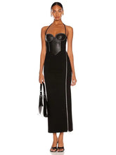 Load image into Gallery viewer, black cocktail dress with slit
